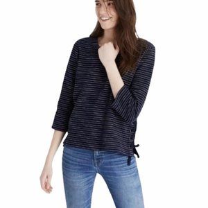 Madewell 3/4 Sleeve Side Lace Striped Top